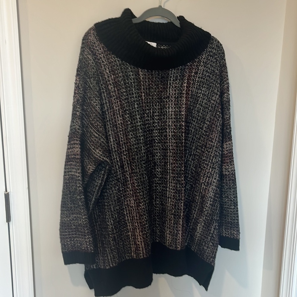 Pure J Jill Relaxed Oversized Jacquard Cowl Neck Pullover Sweater Size L